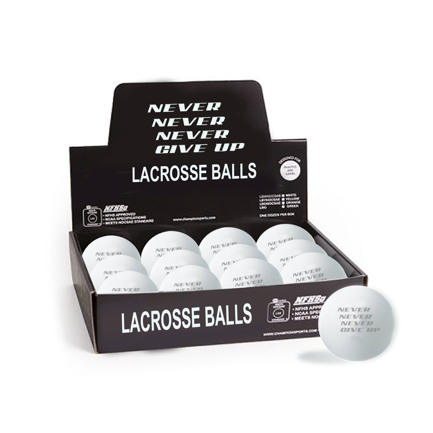 Never Never Never Give Up Lacrosse Ball
